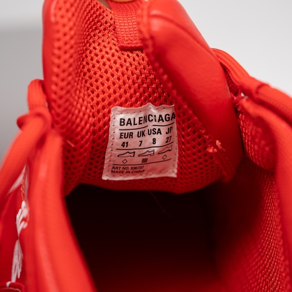 size 8 us 41eu - Balenciaga Triple S All Over Tomato Red White Allover Print - Picture 13 of 14